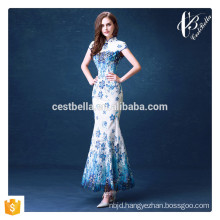 Hot Wholesale Chinese Qipao Style Slim Fashion Women Evening Wear Long Blue Mermaid Evening Dress